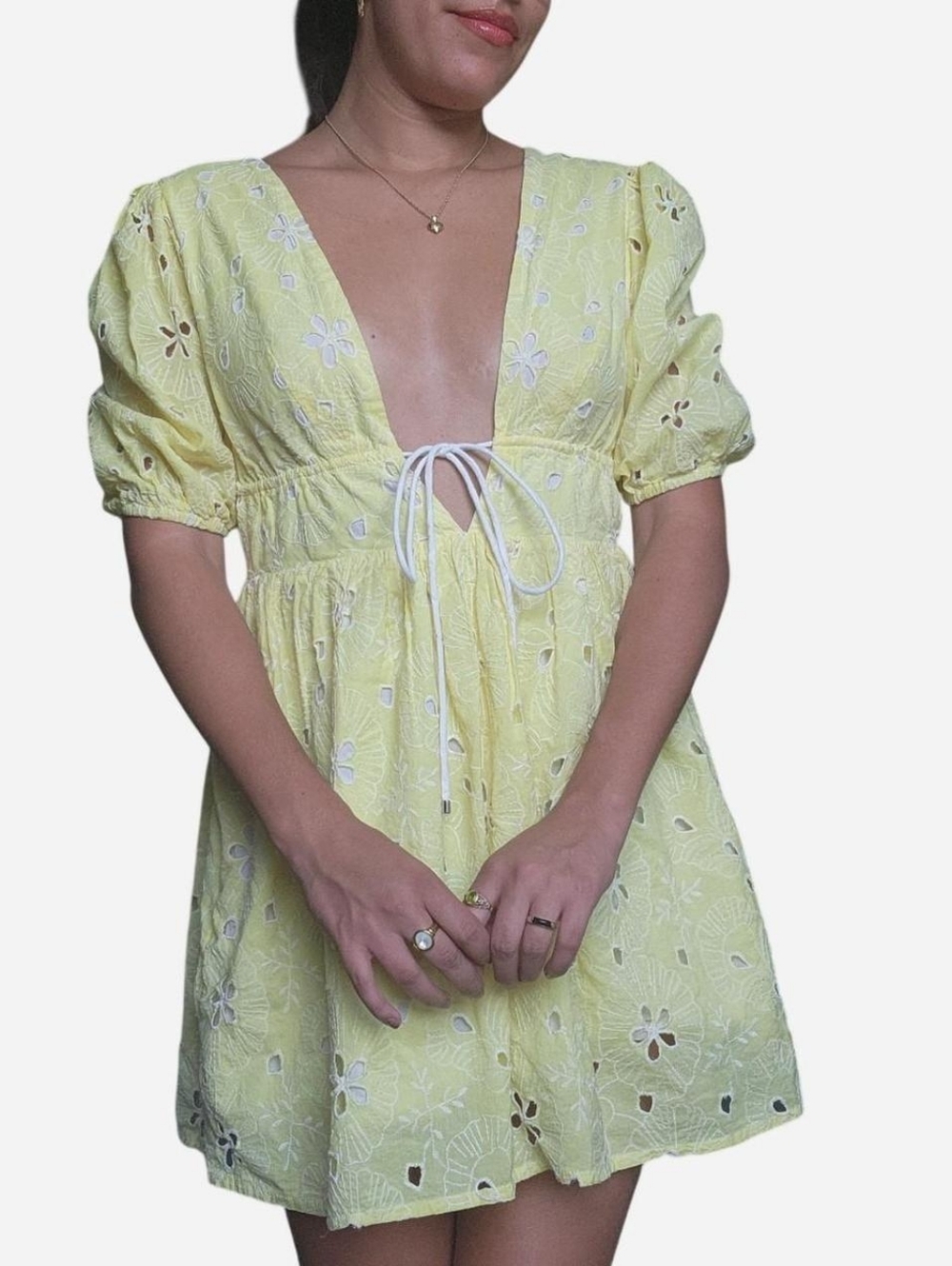 Avec Les Filles Yellow Cotton Dress